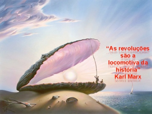 As revoluções são a locomotivas da historia - karl Marx ilustração Vladimir Kush